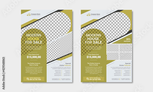 Real estate flyer design template, 2 concepts vector illustration