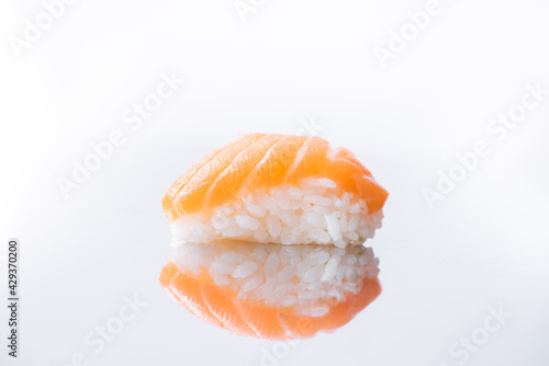 nigiri on white background, Japanese food