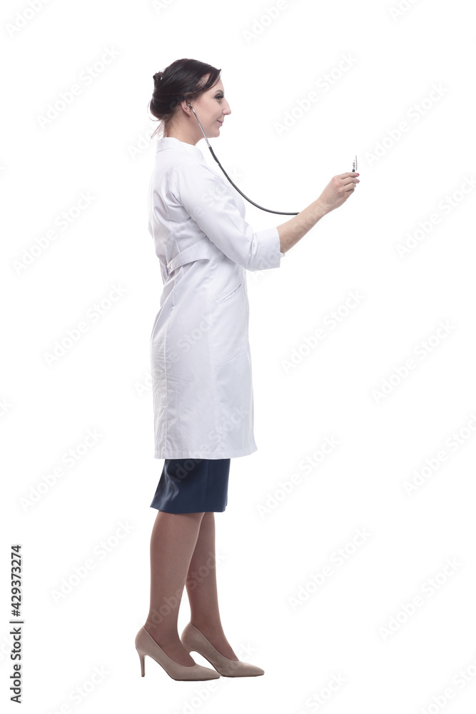 woman doctor with a stethoscope in her hands. woman doctor with a stethoscope in her hands.