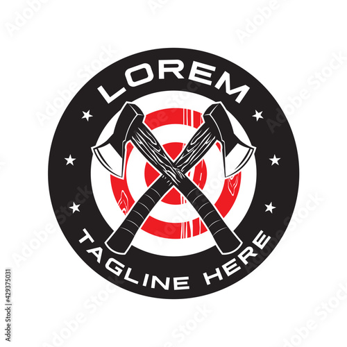 Throw Axe in wood target, perfect for axe club logo design and tshirt