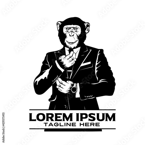 Chimpanzees wear suits, suitable for brand logos and tshirt designs