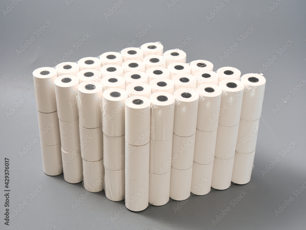 cash register tape on a gray background cash register tape on a gray background