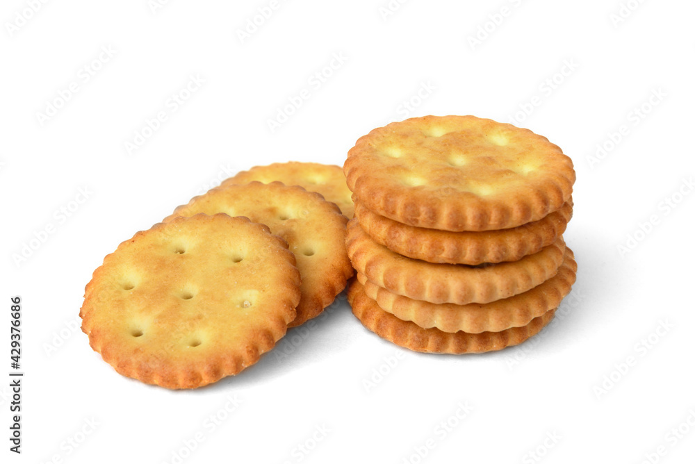 Salt crackers isolated on white background. Salt crackers isolated on white background.