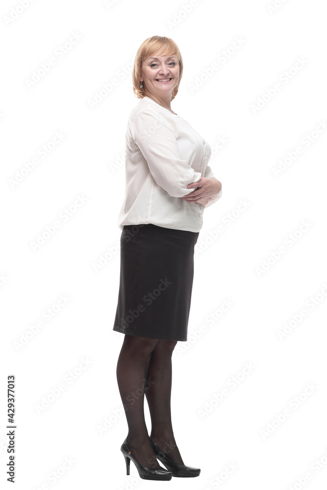 Mature business woman in a white blouse and black skirt . Mature business woman in a white blouse and black skirt .