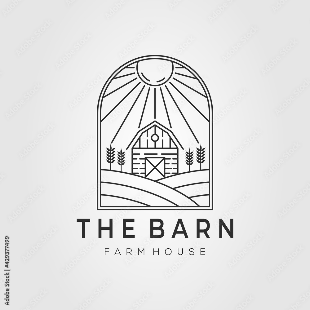 barn logo. farm house, farming, wheat field logo vector illustration design barn logo. farm house, farming, wheat field logo vector illustration design