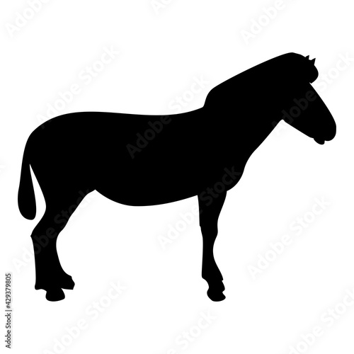 Silhouette zebra stand animal standing black color vector illustration flat style image