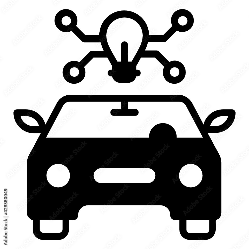 Obraz premium Self driving car lidar Concept, Autopilot gps radar and sensor Vector Icon Design, Autonomous driverless vehicle Symbol, Robo car Sign, Automated driving system stock illustration