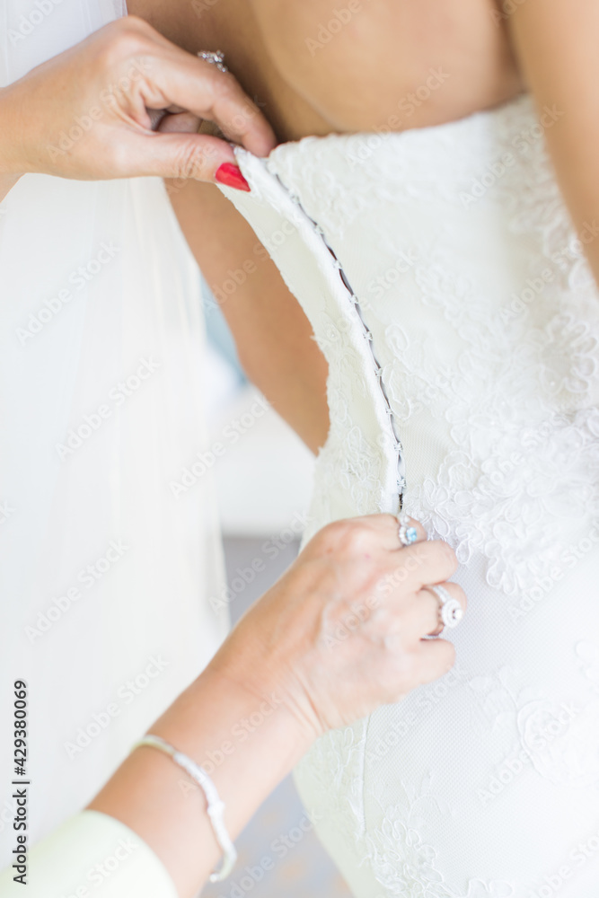 Bride preparation for wedding ceremony