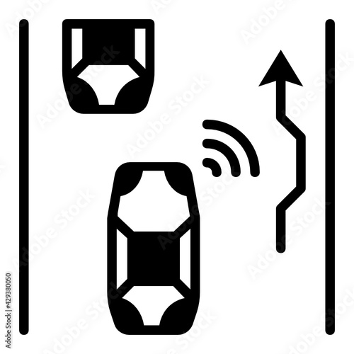 Self driving car overtaking lane Concept,  Autoopilot Passing lane Vector Icon Design, Autonomous driverless vehicle Symbol, Robo car Sign, Automated driving system stock illustration