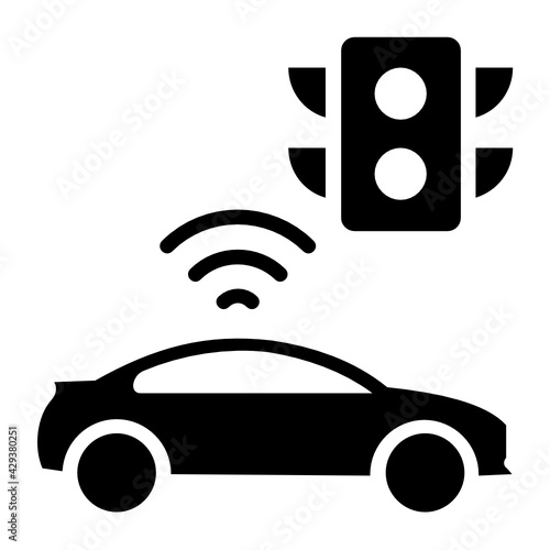 Self driving Traffic Light Detection and Recognition Concept Vector Icon Design, Autonomous driverless vehicle Symbol, Robo car Sign, Automated driving system stock illustrat