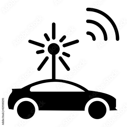 Vehicle Mounted Base Station for Self Driving Car Concept Vector Icon Design, Autonomous driverless vehicle Symbol, Robo car Sign, Automated driving system stock illustration