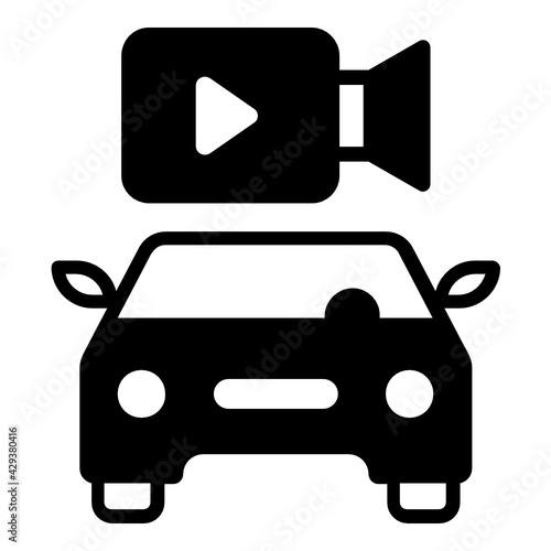 Self Driving Forward Facing Camera Concept, Front Cam Vector Icon Design, Autonomous driverless vehicle Symbol, Robo car Sign, Automated driving system stock illustration
