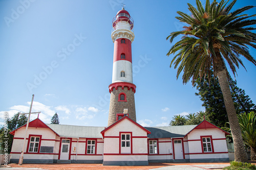 lighthouse on the ocean in the city 
Swakopmund photo