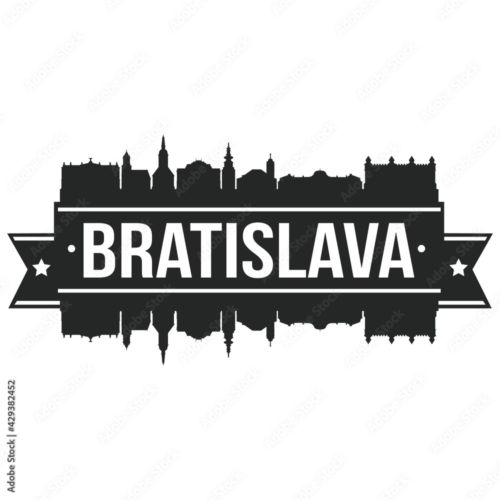 Bratislava Slovakia Skyline City. Banner Vector Design Silhouette Art Illustration Stencil.