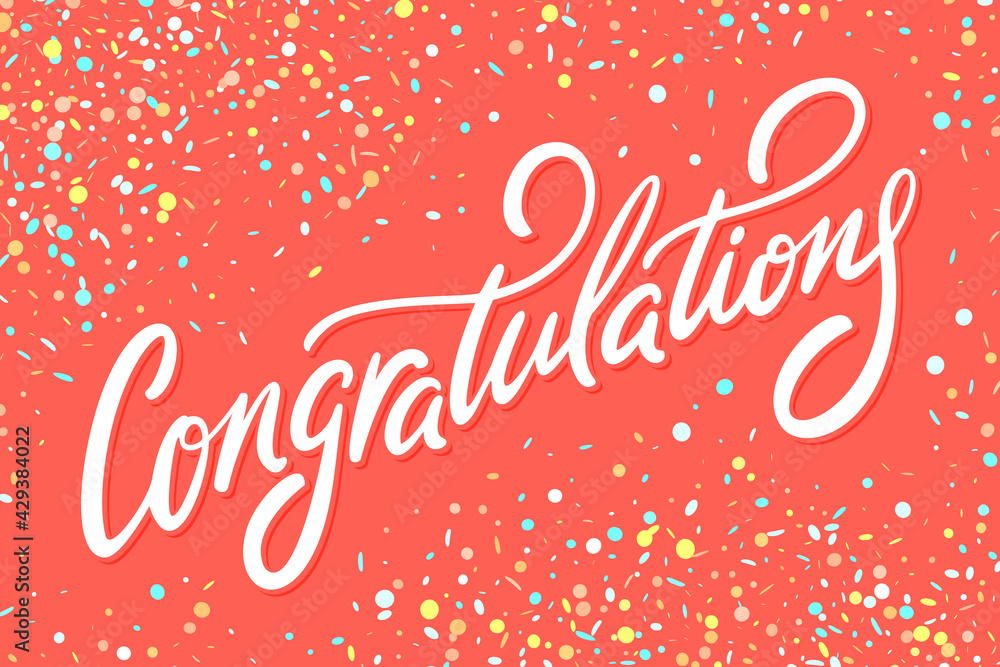 Congratulations. Vector hand drawn lettering banner.