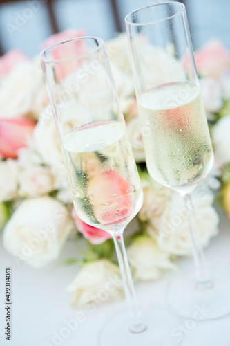 Champagne and flowers