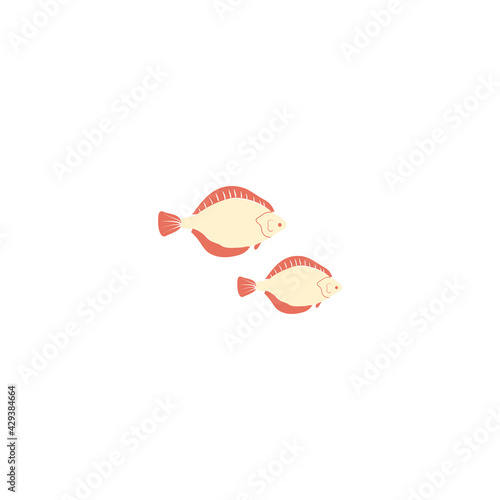 Fish vector cartoon illustration isolated on white background, Simple flat symbol, flounder silhouette icon, decorative mammal sign for design zoo alphabet, travel advertising, protection of animal