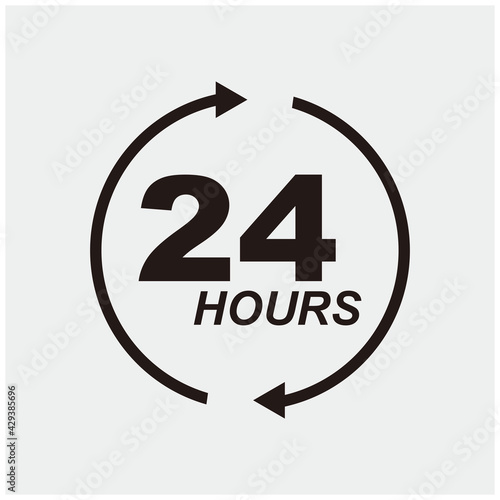 24 hour logo vector icon. 