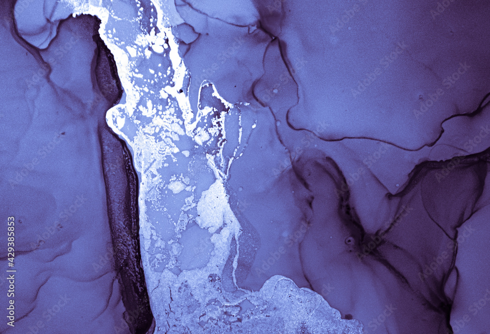 Fototapeta premium Navy Ink Painting. Fluid Flow Mix. Indigo Alcohol Pattern. Ink Paint. Water Print. Blue Oil Design. Watercolour Modern Drops. Deep Geode Art. Winter Background. Liquid Ink Painting.