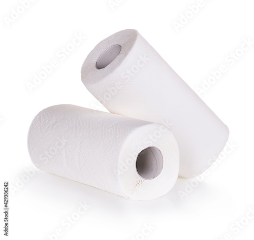 Paper towels isolated on white background. Health concept.