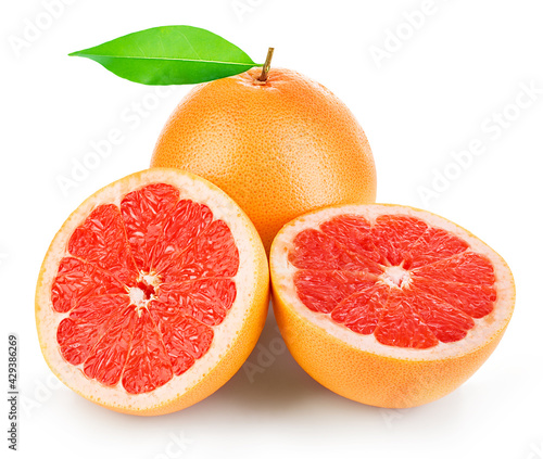 Ripe grapefruit isolated on a white background.