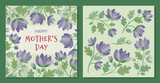 Mother's day - card and set of Summer flowers in flat style. Vector Frame, poster, banner, template. Hello spring and summer. Spring mood. 