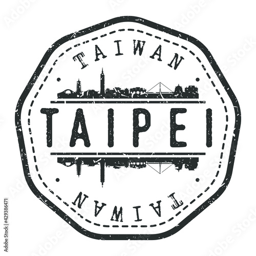 Taipei, Taiwan Stamp Skyline Postmark. Silhouette Postal Passport. City Round Vector Icon. Vintage Postage Design.