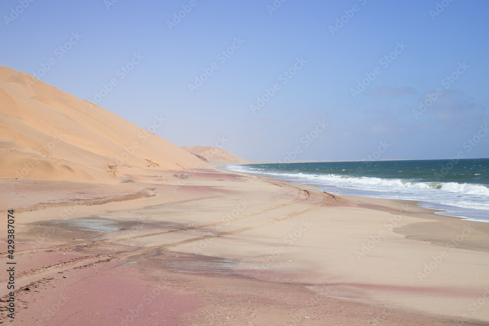 orange dunes and pink sand of the Sandwich Harbor Nature Reserve orange dunes and pink sand of the Sandwich Harbor Nature Reserve