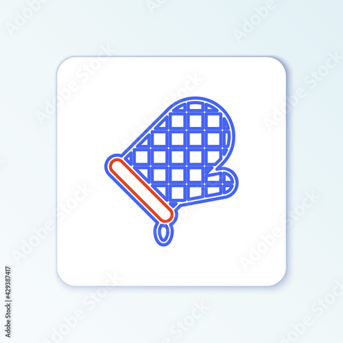 Line Oven glove icon isolated on white background. Kitchen potholder sign. Cooking glove. Colorful outline concept. Vector