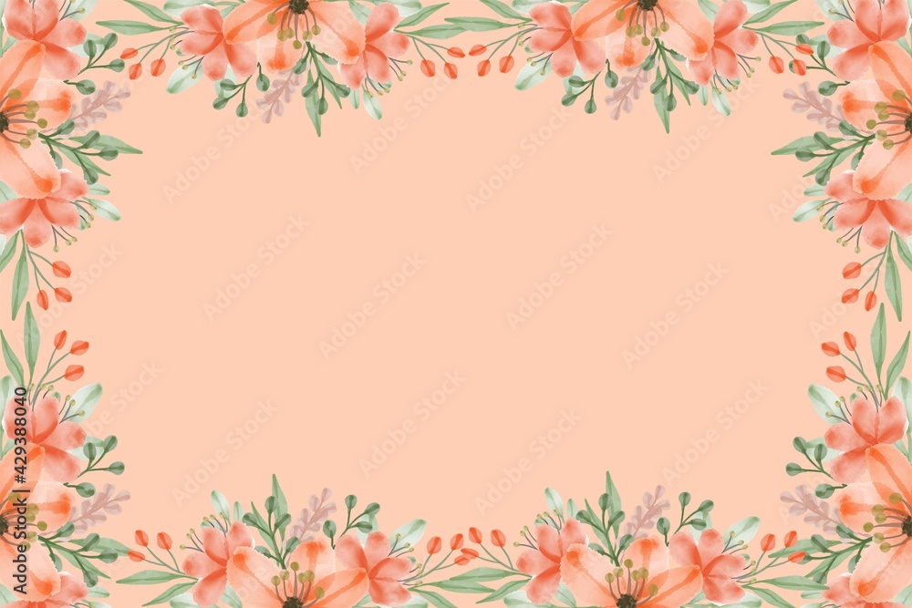 floral frame with orange background floral frame for greeting card floral frame with orange background floral frame for greeting card