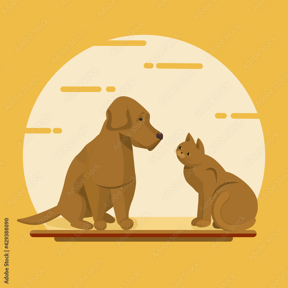 Dog and cat. Vector illustration of a kitten and a puppy for animation. Pets are friends. All the details are on separate layers with names.
Dog and cat. Vector illustration of a kitten and a puppy for animation. Pets are friends. All the details are on separate layers with names.