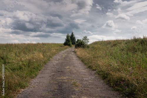 An empty, dirt road, Bieszczady National Park, Poland 