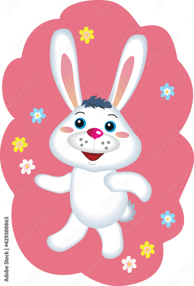 Happy rabbit goes for a walk. Happy rabbit goes for a walk.