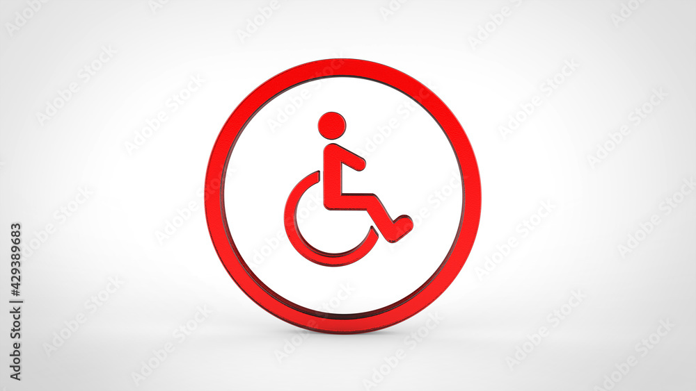 3d red disabled symbol 3d red disabled symbol