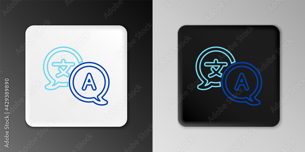 Line Translator icon isolated on grey background. Foreign language conversation icons in chat speech bubble. Translating concept. Colorful outline concept. Vector Line Translator icon isolated on grey background. Foreign language conversation icons in chat speech bubble. Translating concept. Colorful outline concept. Vector
