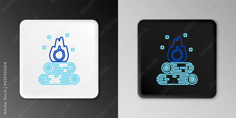Line Campfire icon isolated on grey background. Burning bonfire with wood. Colorful outline concept. Vector Line Campfire icon isolated on grey background. Burning bonfire with wood. Colorful outline concept. Vector