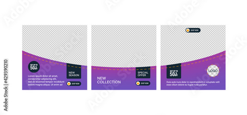 Set of sale banner template design. Vector illustration.
