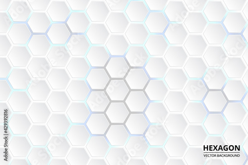 White hexagonal abstract background. Hi-tech background design. Hexagonal background for digital technology, medicine, science, research and healthcare.