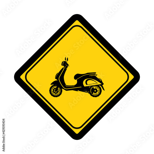 Warning scooter zone sign and symbol graphic design vector illustration