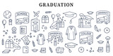 Graduation banner icon. Personal growth, professional development. Template for landing, web page, layout.Party, academic career and special uniform interface idea with icons