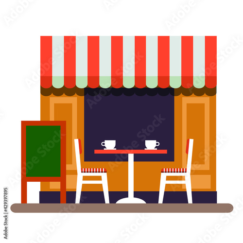 street cafe vector flat illustration