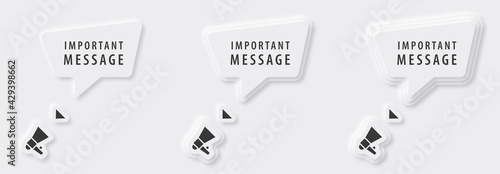 Megaphone with important message speech bubble. Loudspeaker. Banner for business, marketing and advertising. Vector illustration.