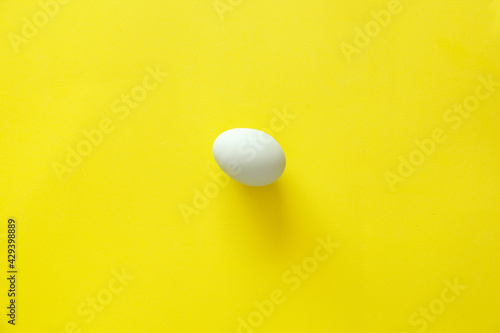 light blue egg on yellow surface