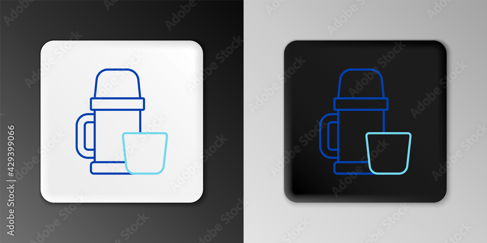 Line Thermos container and cup icon isolated on grey background. Thermo flask icon. Camping and hiking equipment. Colorful outline concept. Vector Line Thermos container and cup icon isolated on grey background. Thermo flask icon. Camping and hiking equipment. Colorful outline concept. Vector