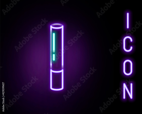 Glowing neon line Marijuana joint, spliff icon isolated on black background. Cigarette with drug, marijuana cigarette rolled. Colorful outline concept. Vector