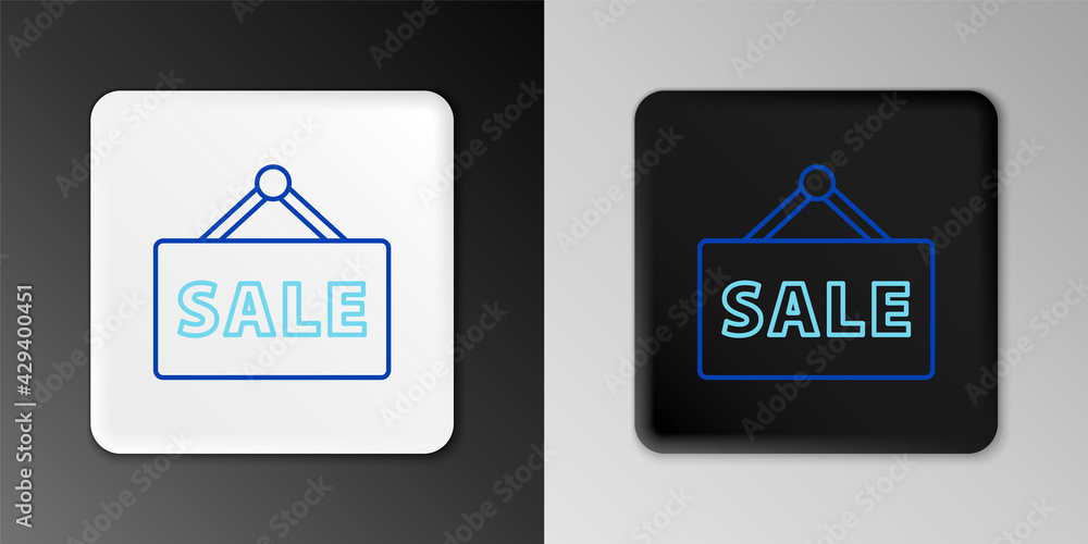 Line Hanging sign with text Sale icon isolated on grey background. Signboard with text Sale. Colorful outline concept. Vector