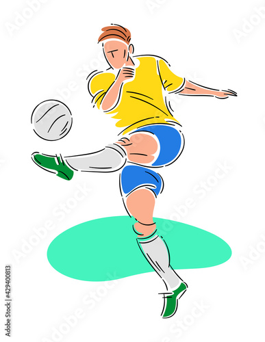 Brazil soccer player kicking the ball