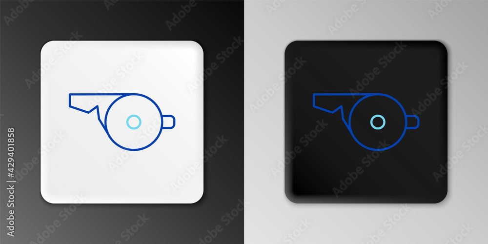 Line Whistle icon isolated on grey background. Referee symbol. Fitness and sport sign. Colorful outline concept. Vector Line Whistle icon isolated on grey background. Referee symbol. Fitness and sport sign. Colorful outline concept. Vector