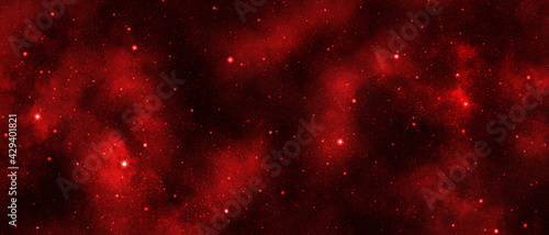 Abstract red starry universe 3d illustartion