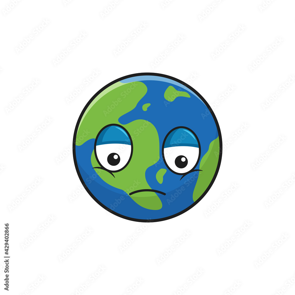 Doodle illustration sad earth vector graphics Doodle illustration sad earth vector graphics